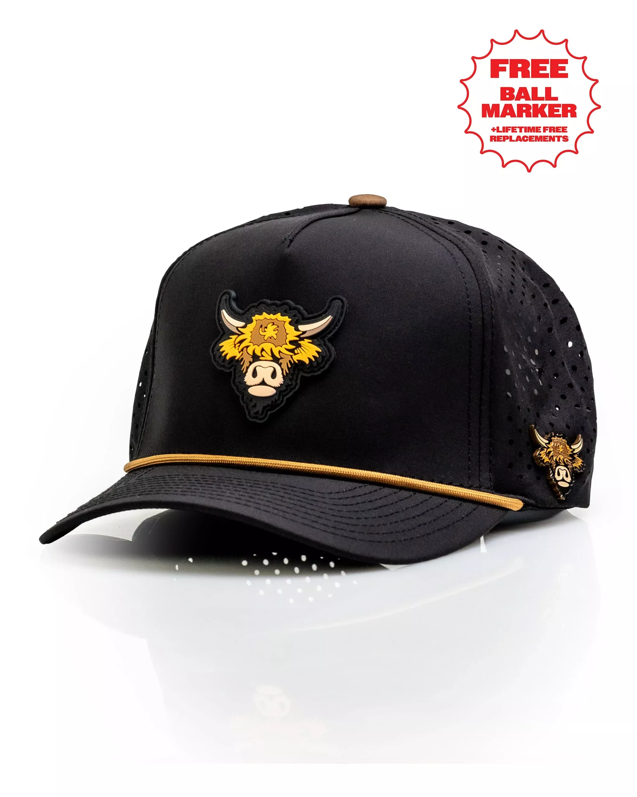 Highland Cow Black - Perforated Rope Hat