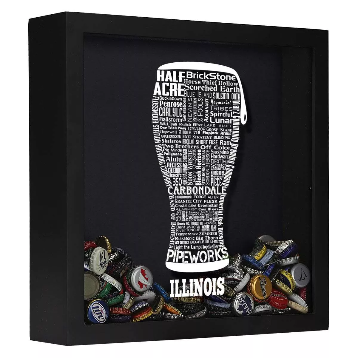 Illinois Beer Typography Shadow Box