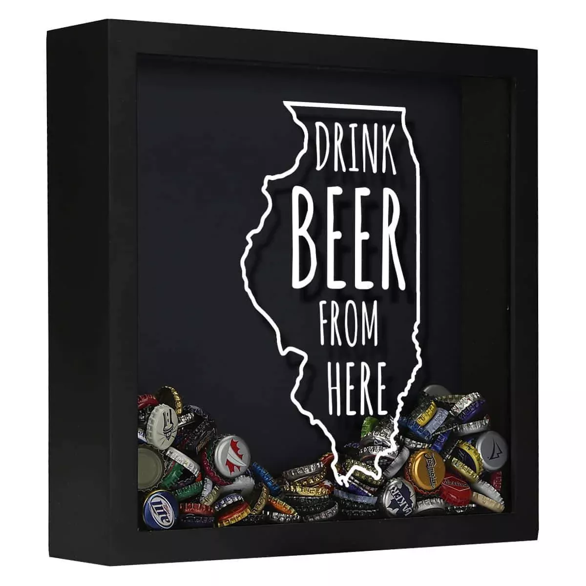 Illinois Drink Beer From Here Beer Cap Shadow Box