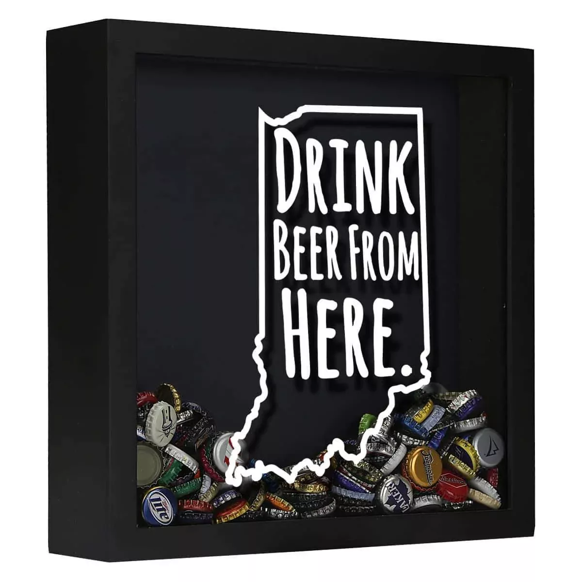 Indiana Drink Beer From Here Beer Cap Shadow Box