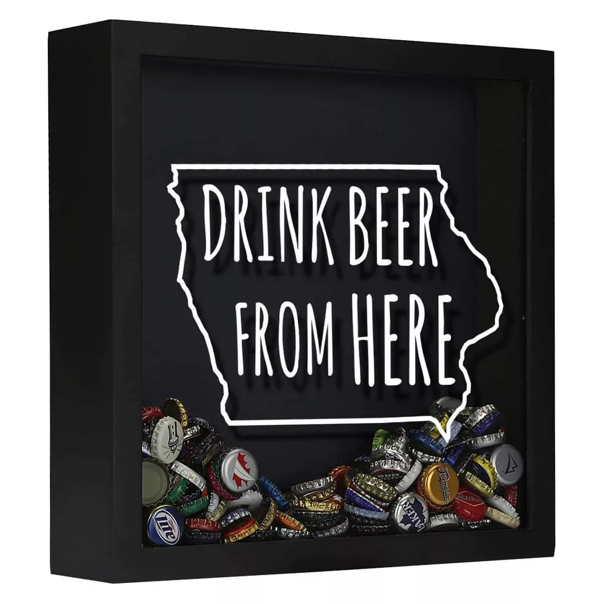 Iowa Drink Beer From Here Beer Cap Shadow Box