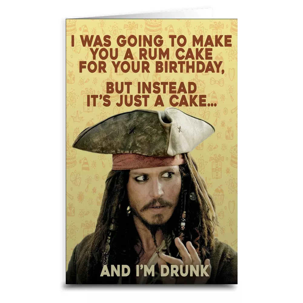 Jack Sparrow "Rum Cake" Birthday Greeting Card