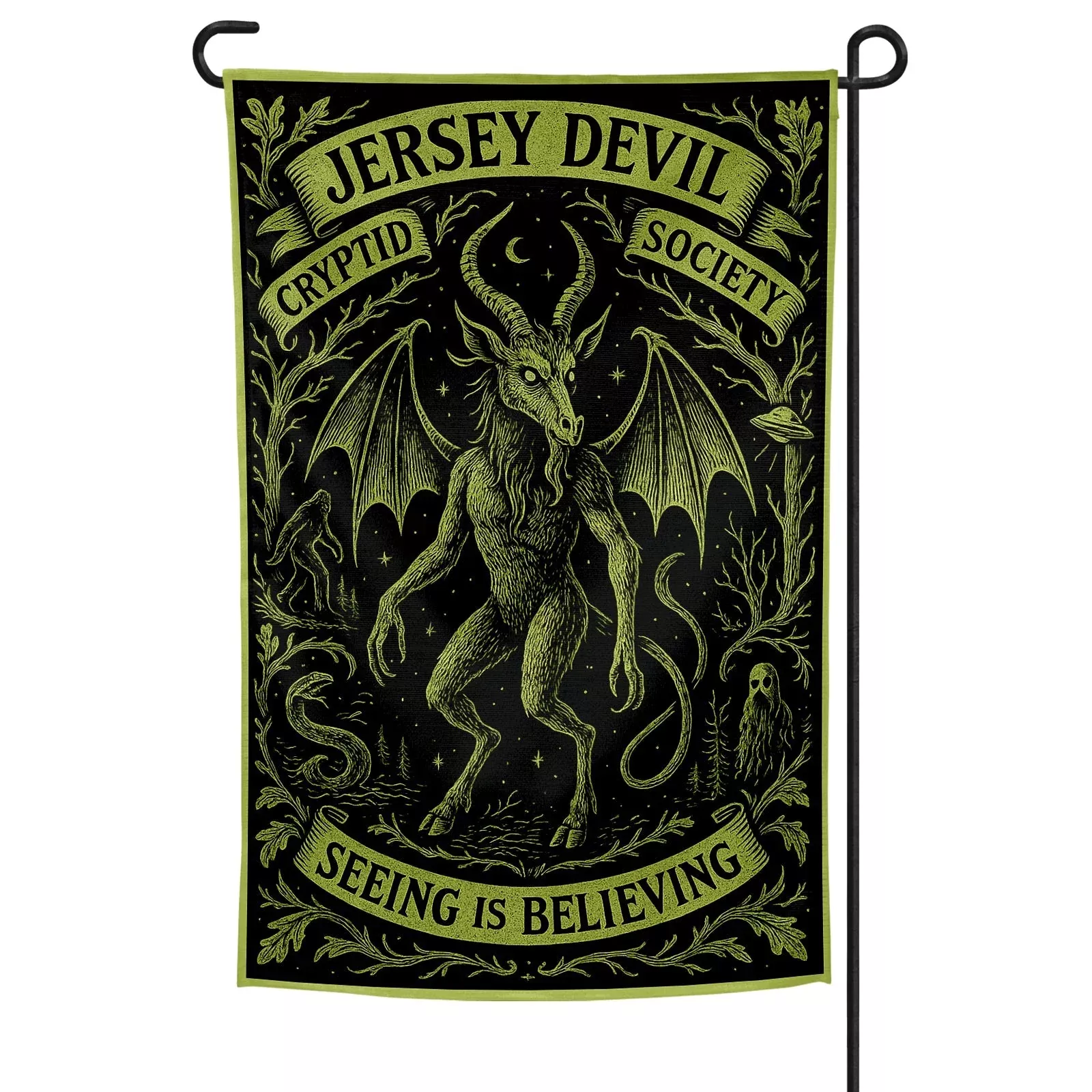 Jersey Devil Cryptid Society Garden Flag