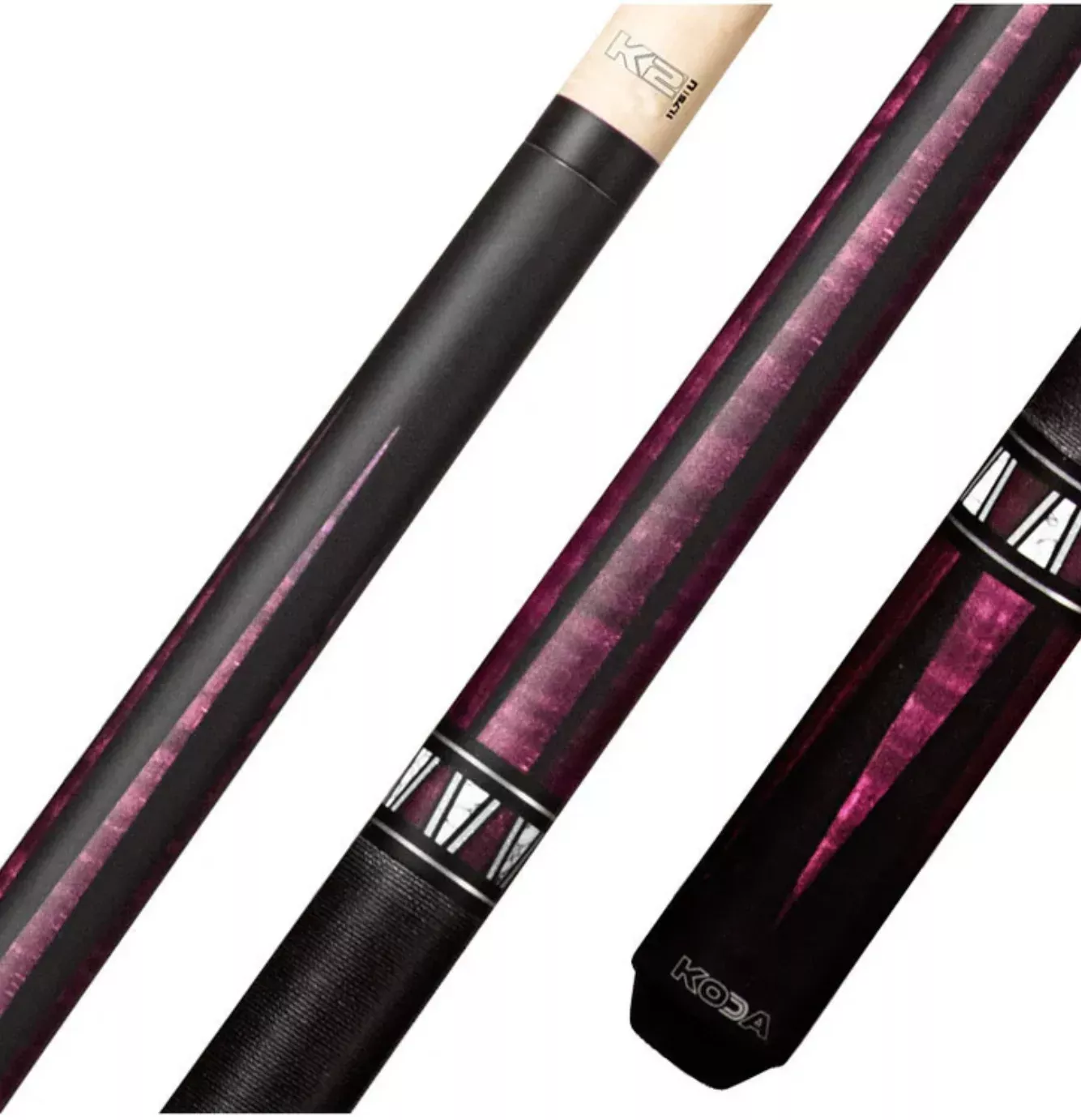 K2 Cue Matte Curly Point Design W/Black Irish Linen Wrap