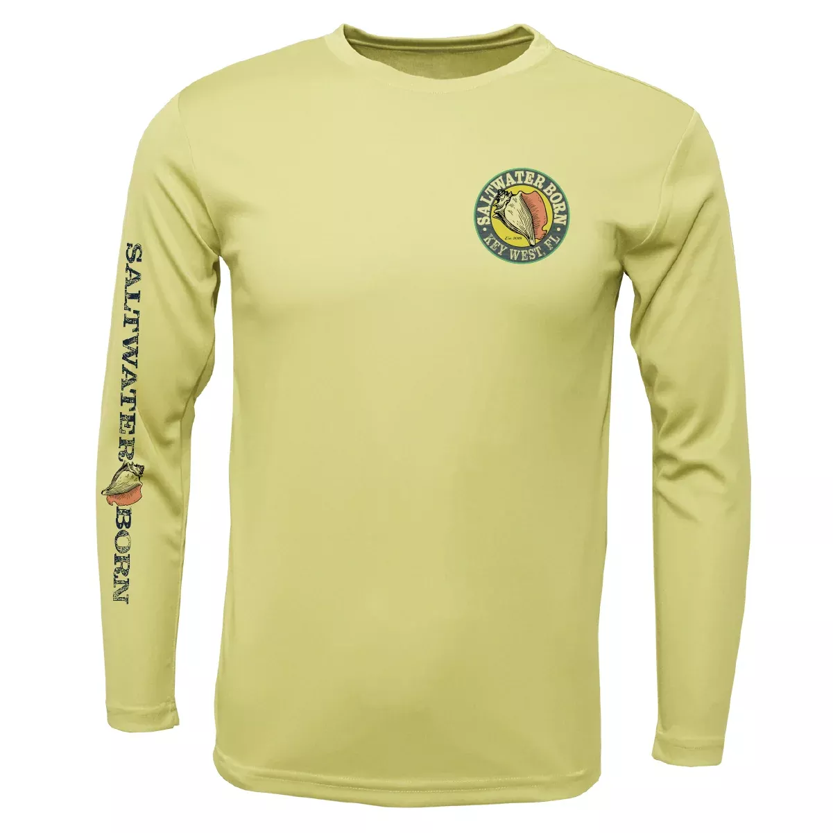 Key West, FL Saltwater Born Circle Logo Clean Long Sleeve UPF 50+ Dry-Fit Shirt
