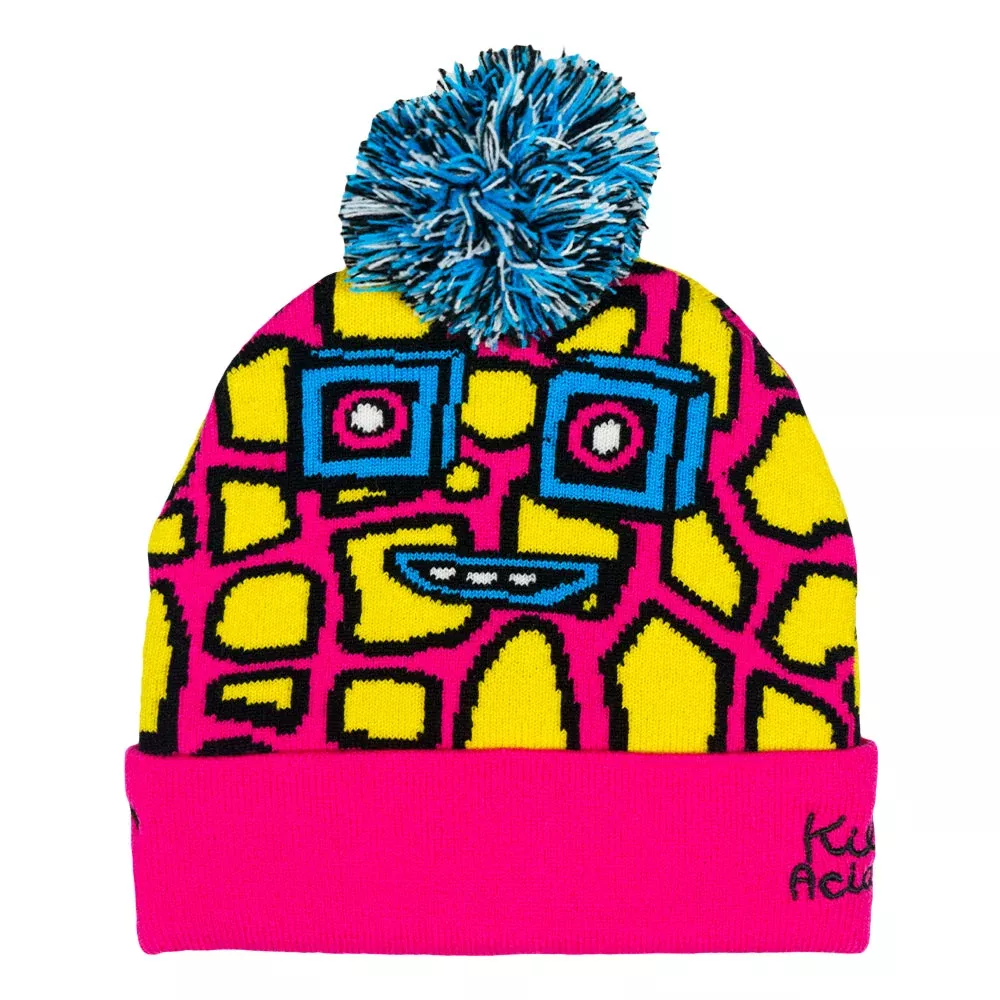 Killer Acid Mushroom Yellow Pom Beanie