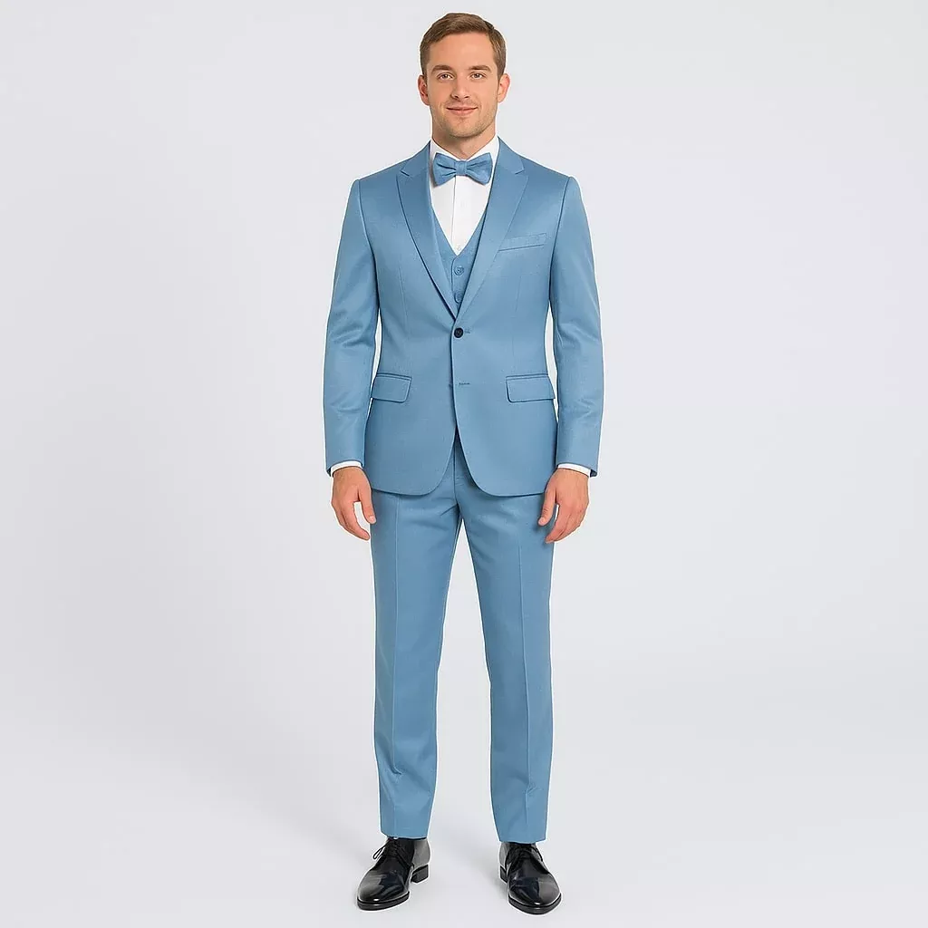 Light Blue Satin Tuxedo Set â“ 4-Piece Formal Look for Weddings & Proms