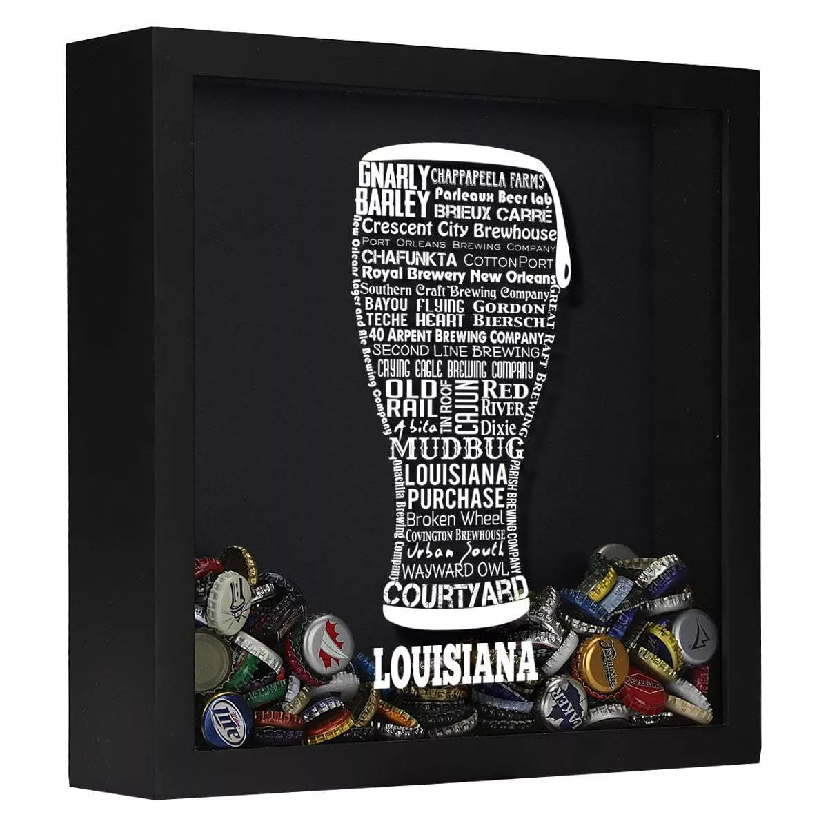 Louisiana Beer Typography Shadow Box