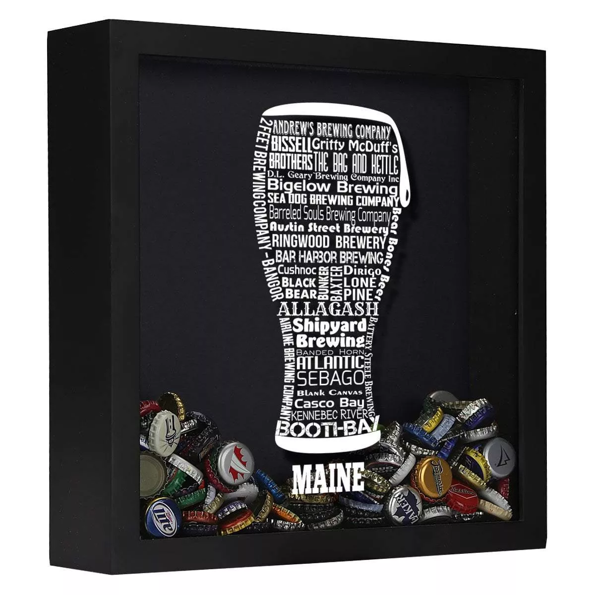 Maine Beer Typography Shadow Box