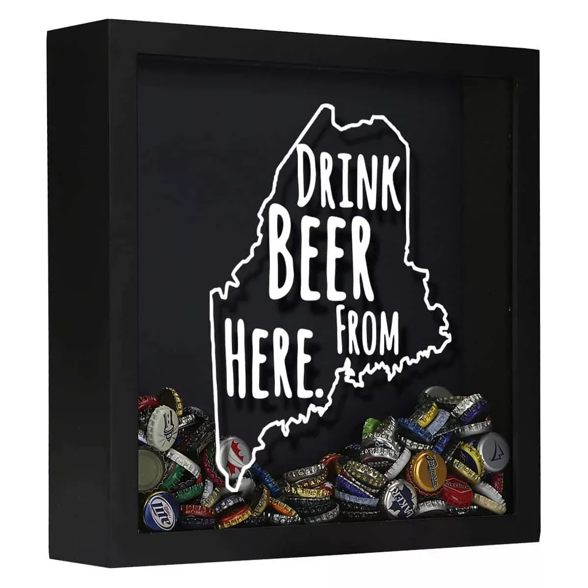 Maine Drink Beer From Here Beer Cap Shadow Box