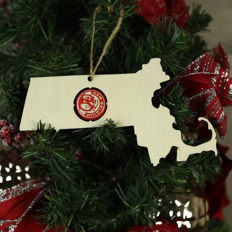 Massachusetts Beer Cap Map Ornaments