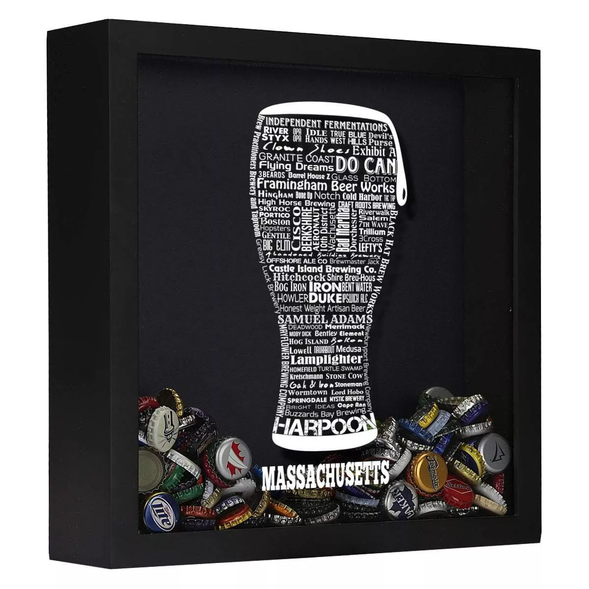 Massachusetts Beer Typography Shadow Box