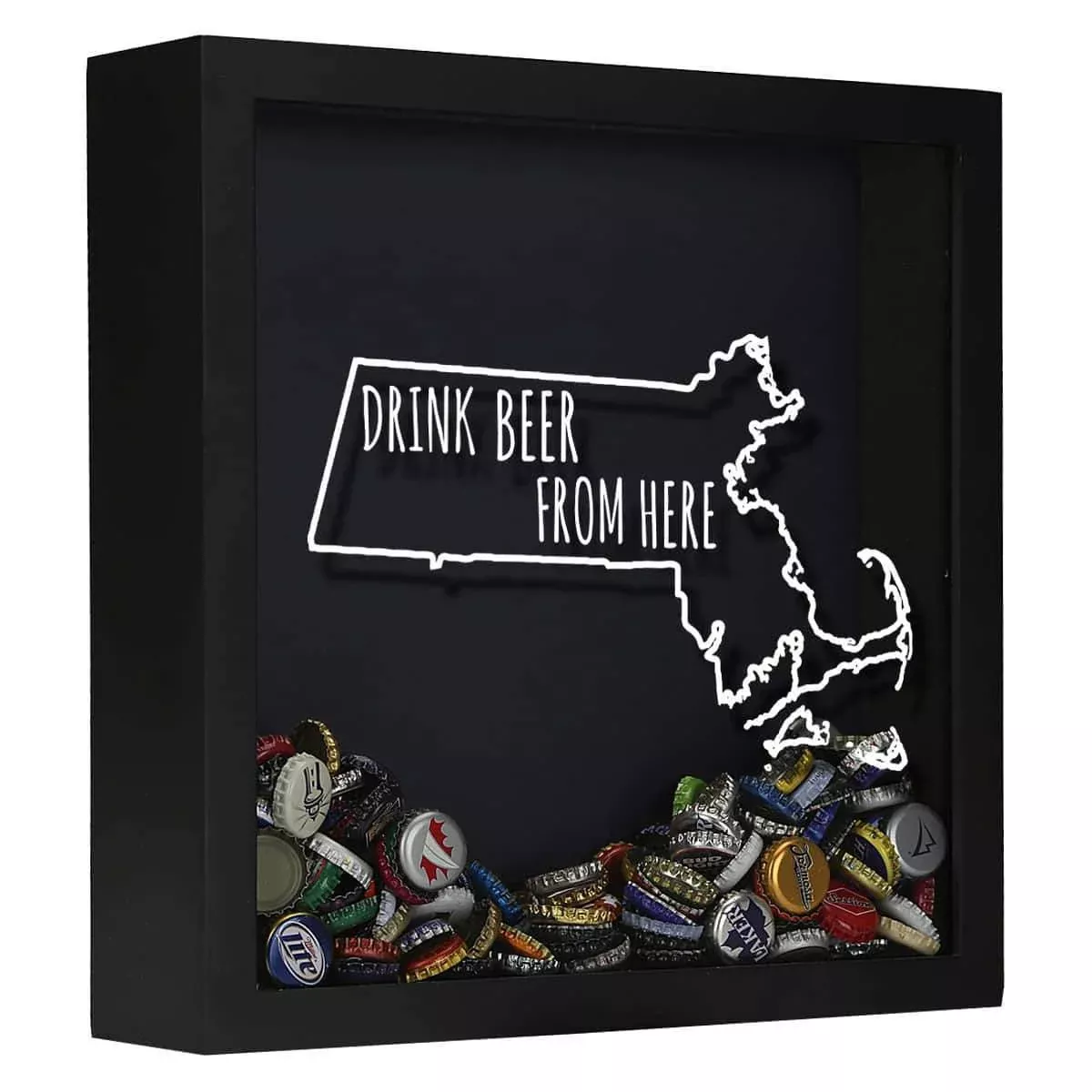 Massachusetts Drink Beer From Here Beer Cap Shadow Box