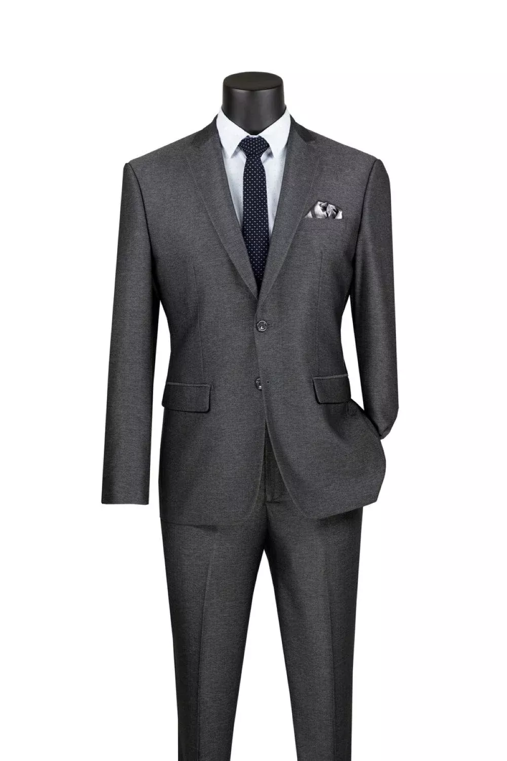 Men's Slim Fit 2 Piece Suit Single Breasted 2 Button Design Smoke