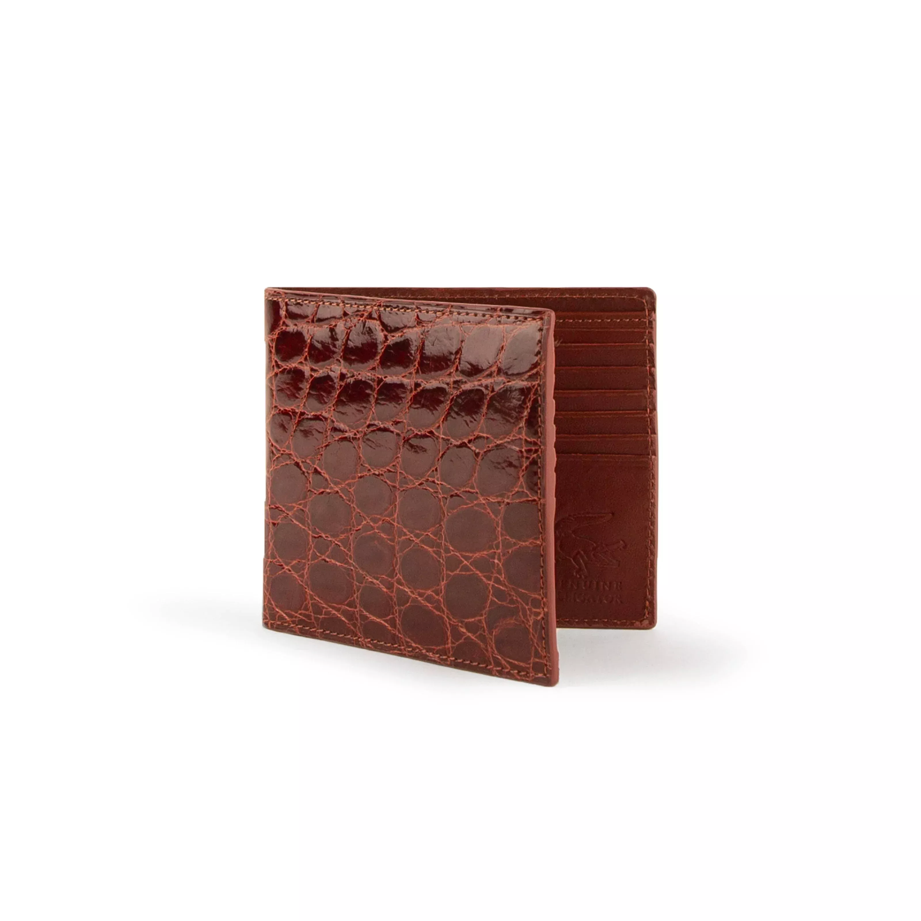 Mens Alligator Hipster Wallet in Cognac
