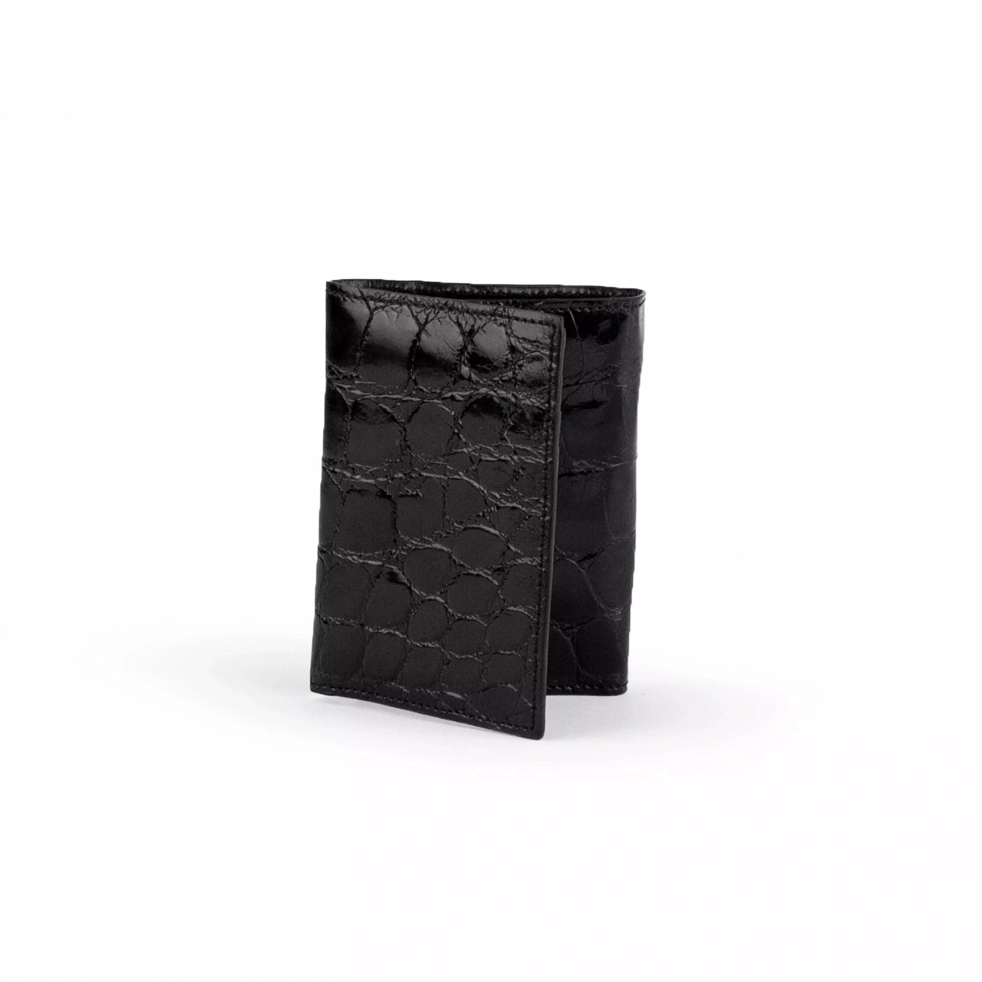 Mens Alligator Trifold Wallet in Black