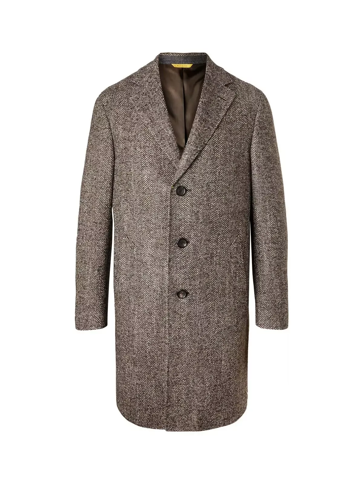 Mens Black & GreyHerringbone Tweed Wool Blend Overcoat Classic Single-Breasted Winter Blazer Carcoat