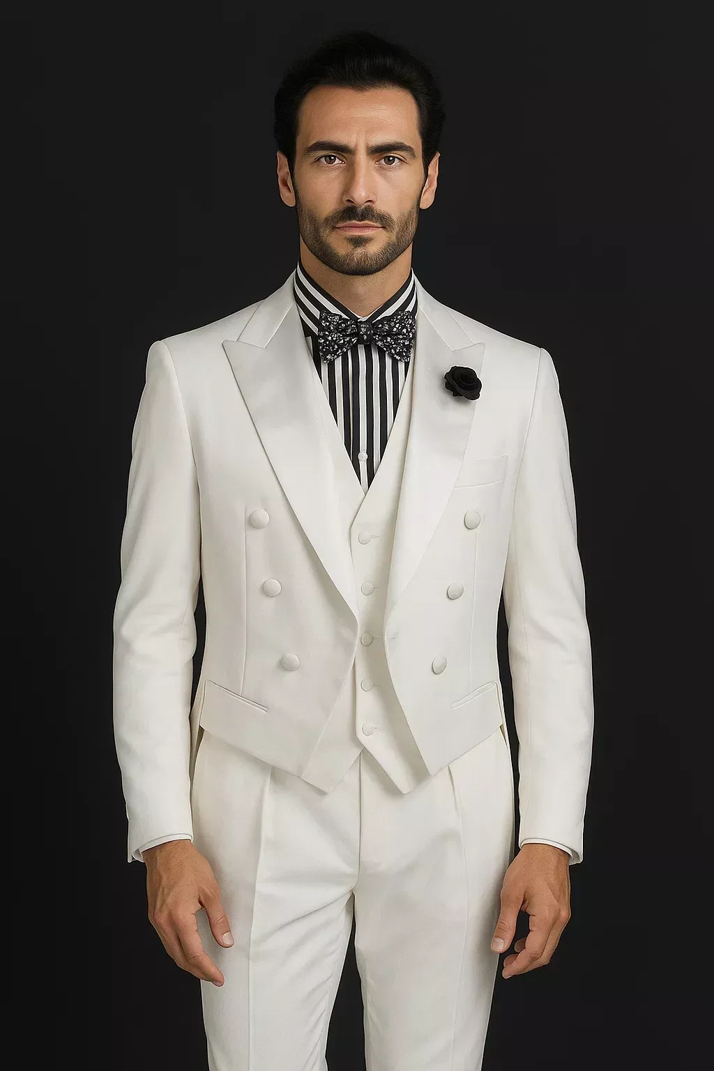 Mens Classic Vested Tail Tuxedo in White