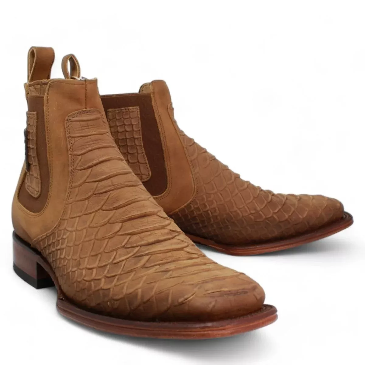 Mens Quincy Square Toe Ankle Boots Python Print Q82B5759