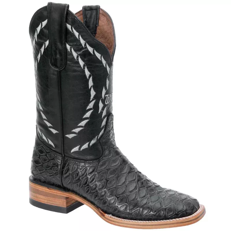 Mens White Diamond Boot Black Printed Anteater Boots Square Toe