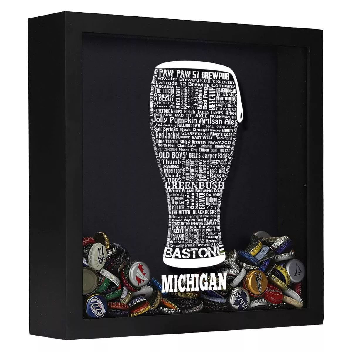 Michigan Beer Typography Shadow Box
