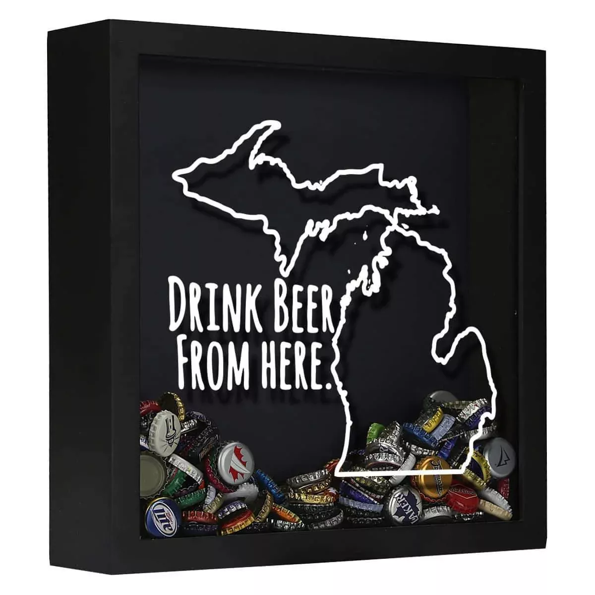 Michigan Drink Beer From Here Beer Cap Shadow Box