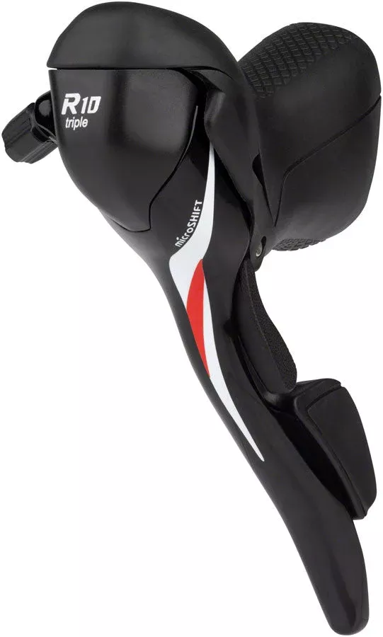 microSHIFT R10 Left Drop Bar Shift Lever - Triple Shimano Compatible Black