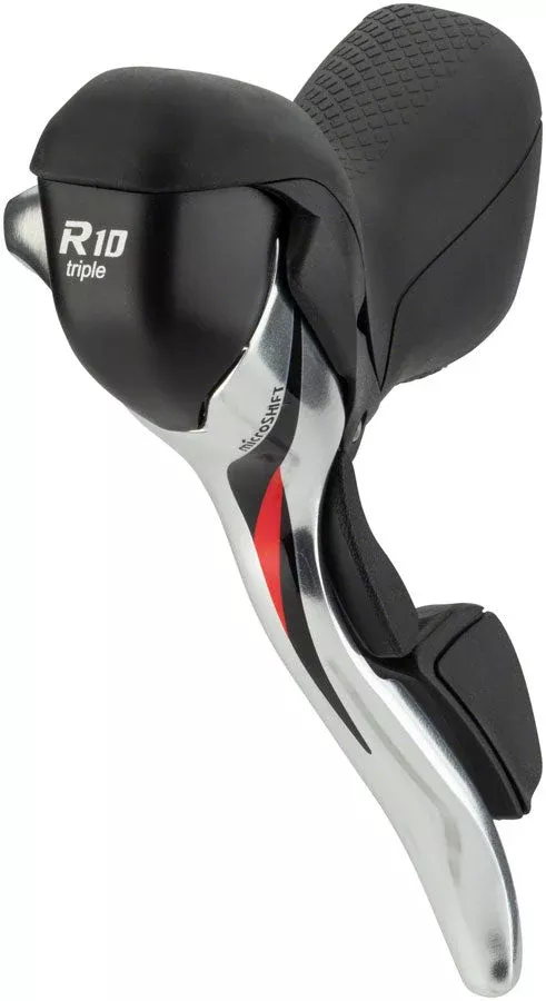 microSHIFT R10 Left Drop Bar Shift Lever Triple Shimano Compatible Silver