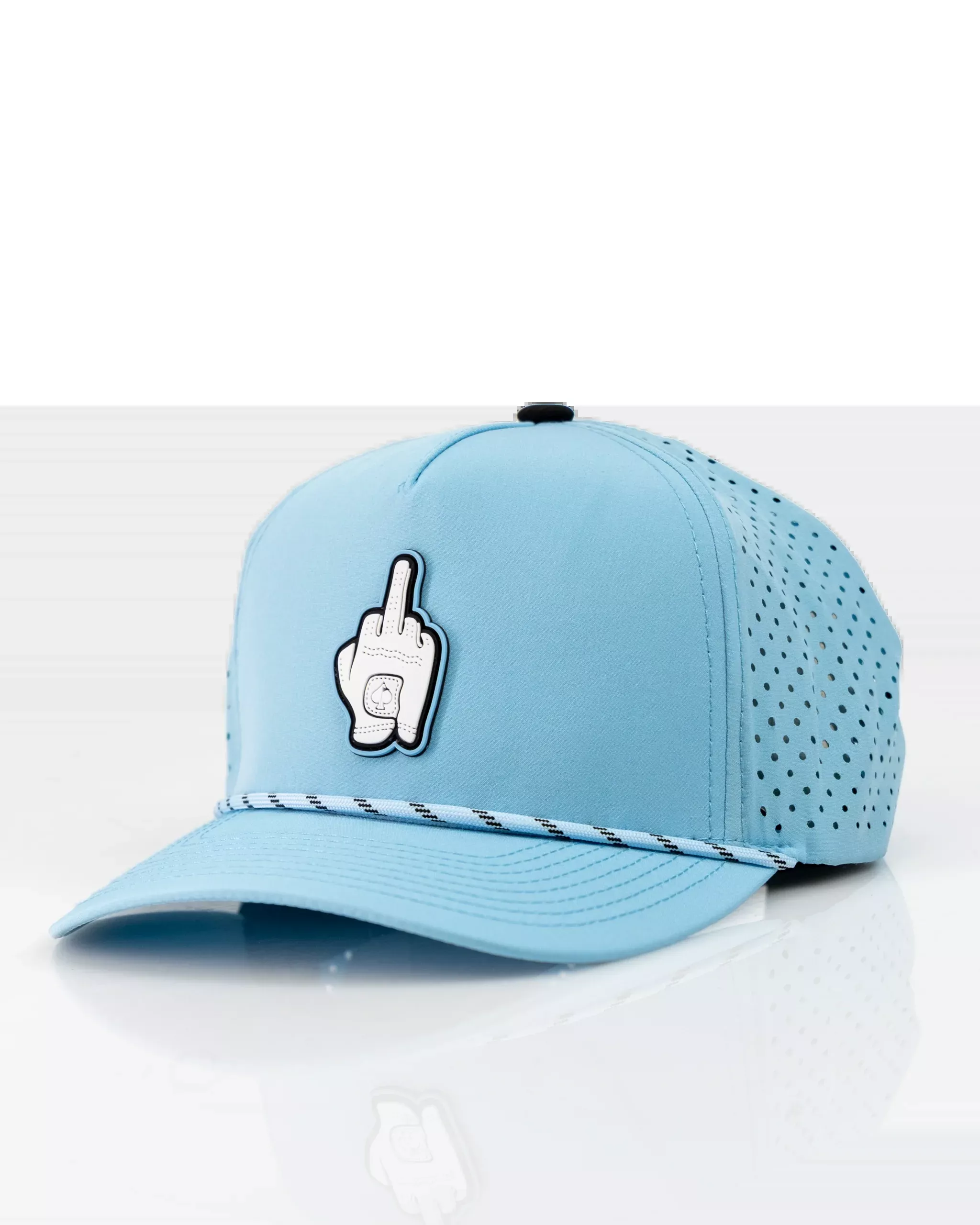 Middle Finger Baby Blue - Perforated Rope Hat