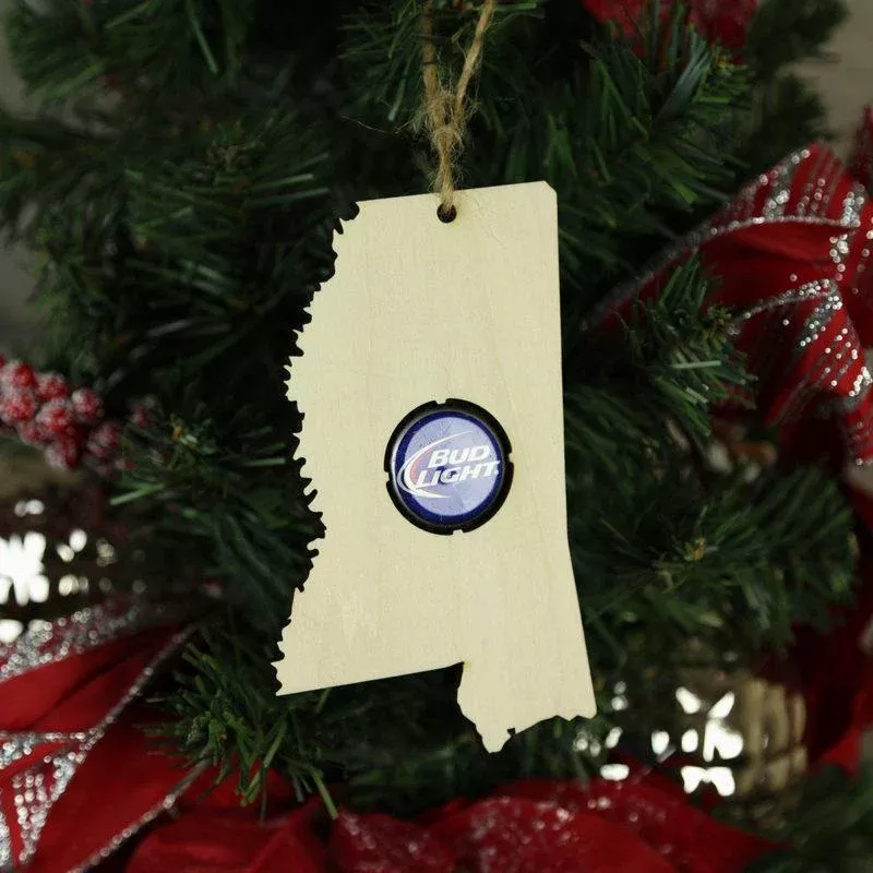Mississippi Beer Cap Map Ornaments