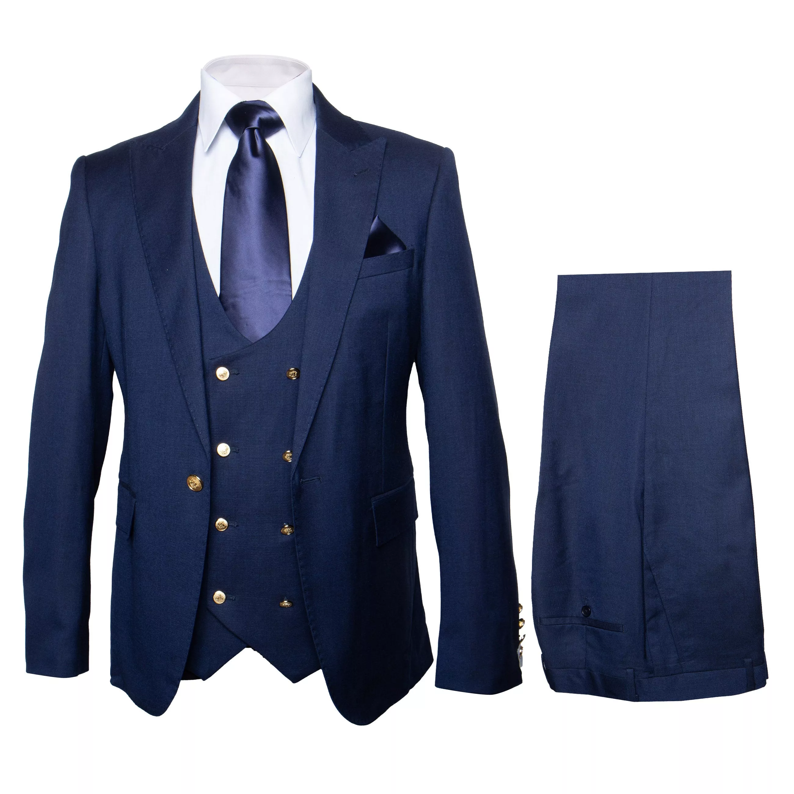 Modern 3-Piece Suit for Men â“ Rossi Man Max Tailored Slim Fit in Solid Navy | RM1393
