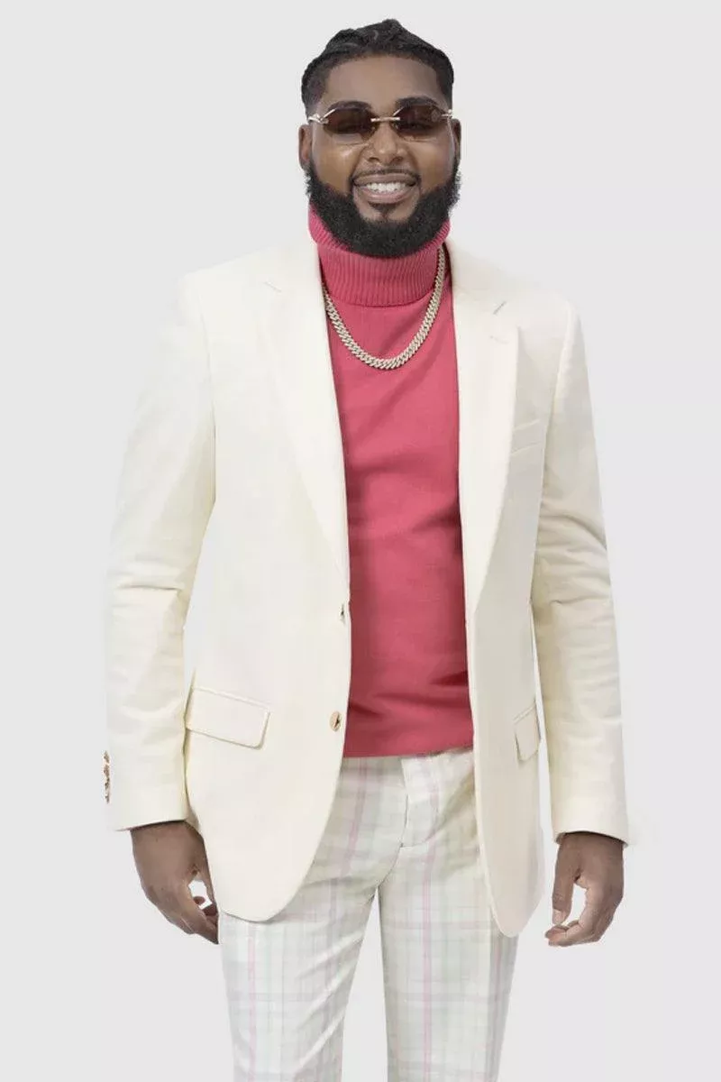 "Modern Fit Ivory Velvet Blazer - EJ Samuel"