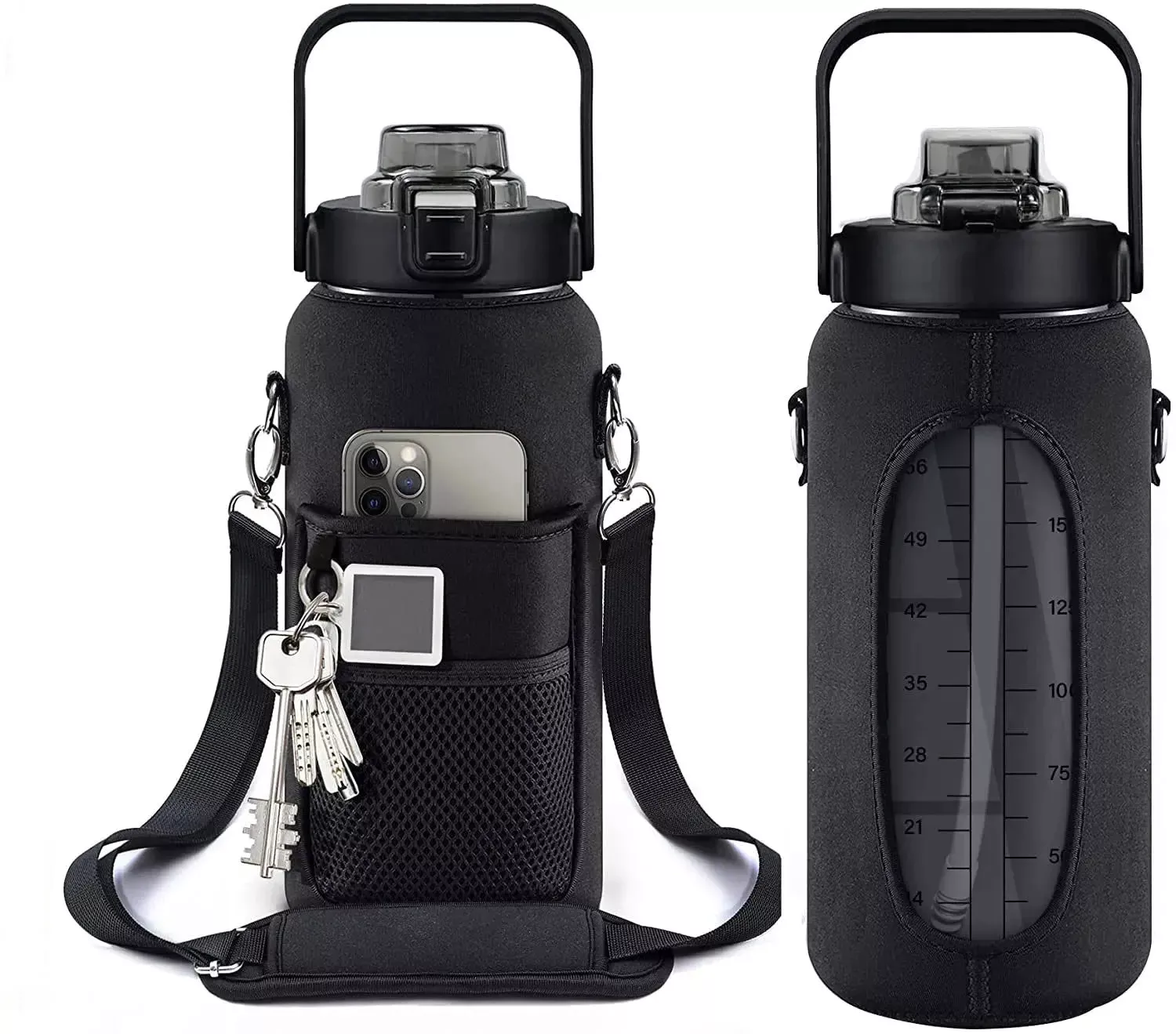 MotivationalLeakproof Half Gallon Water Bottle with Straw