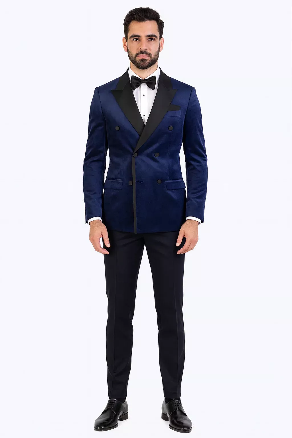 Navy Velvet Double Breasted Tuxedo Jacket Wedding & Prom