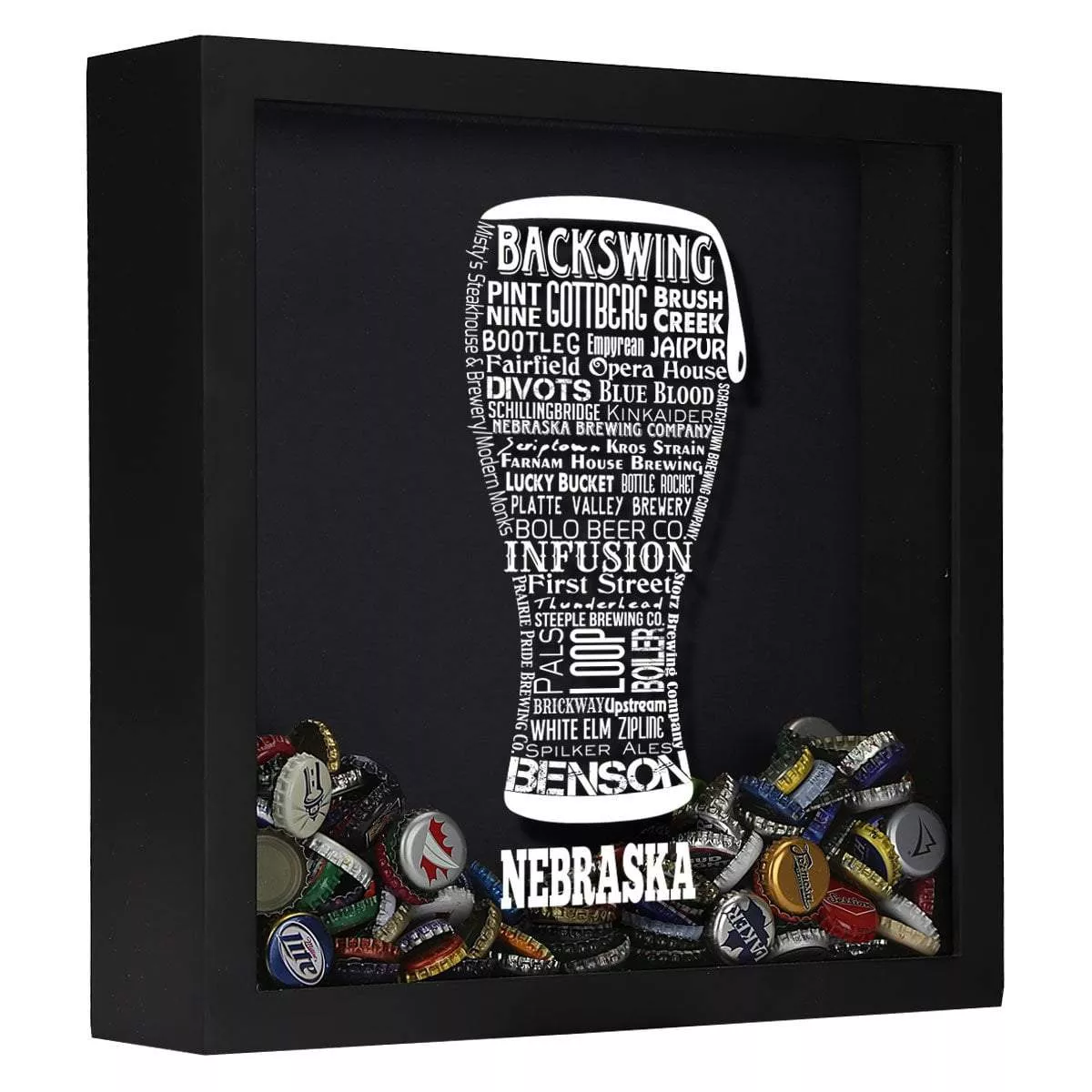 Nebraska Beer Typography Shadow Box