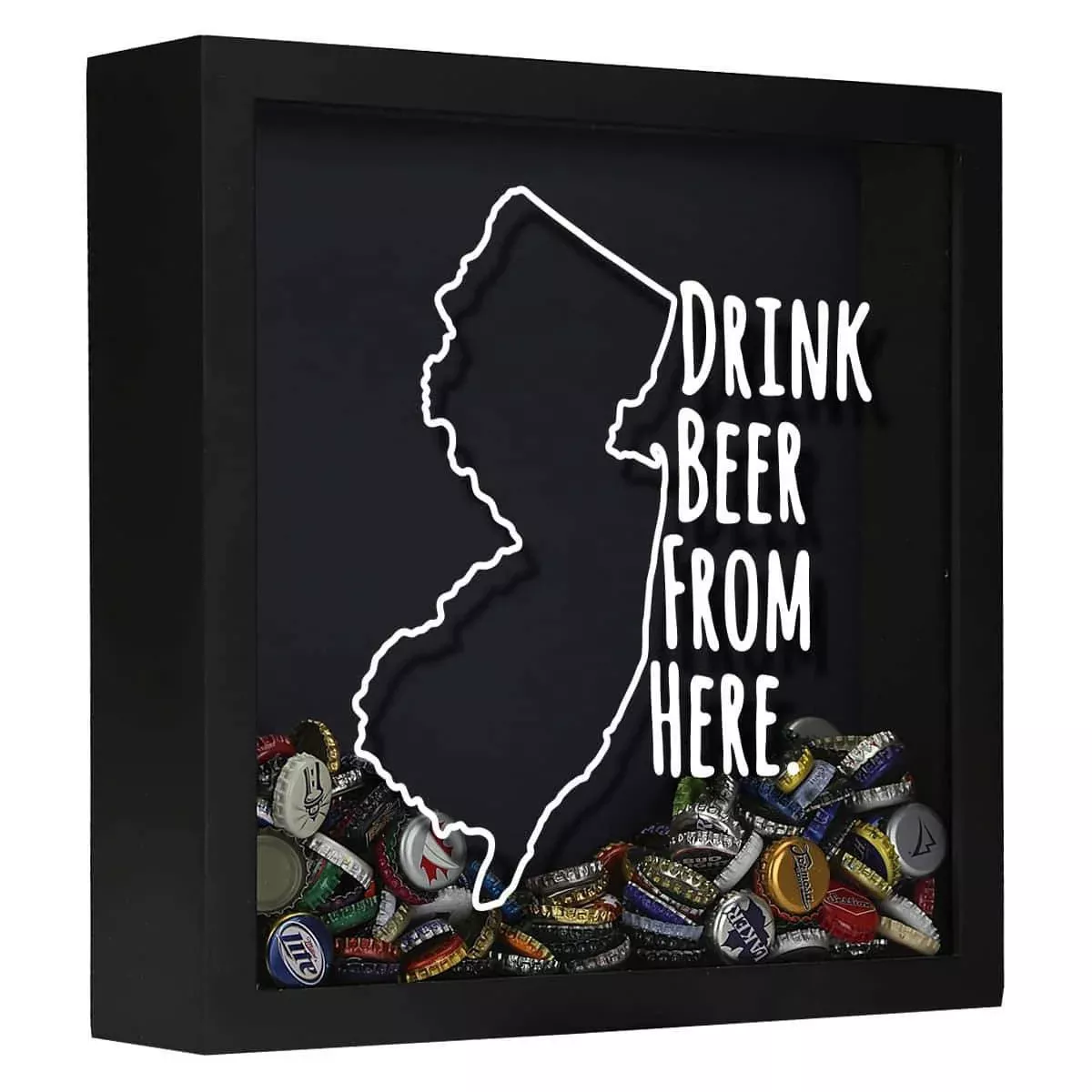 New Jersey Drink Beer From Here Beer Cap Shadow Box