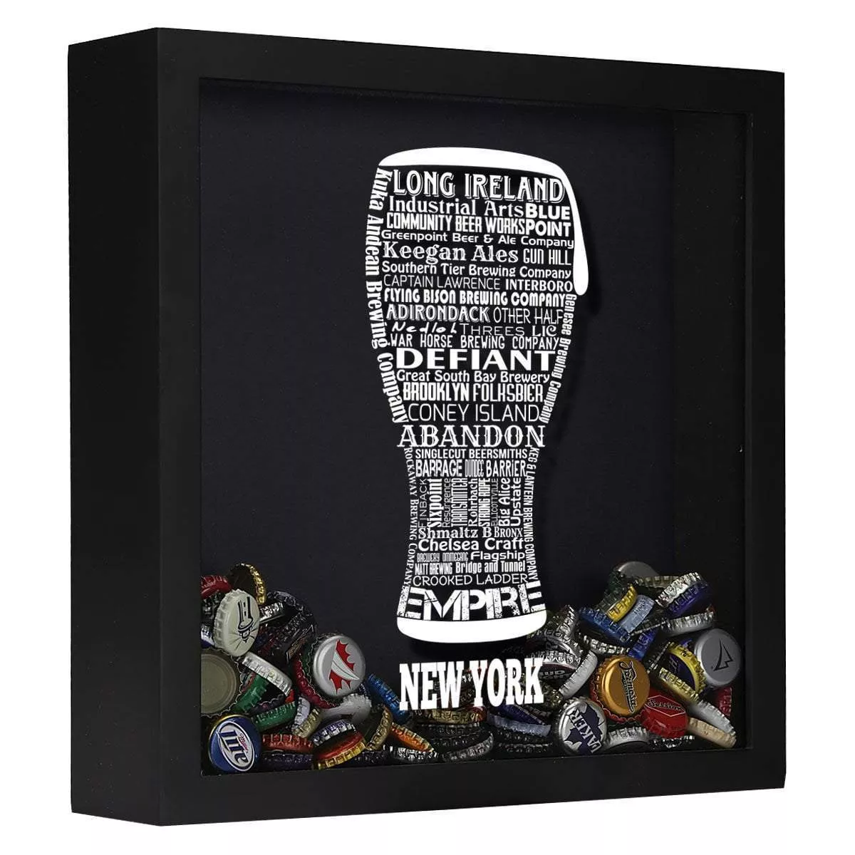 New York Beer Typography Shadow Box