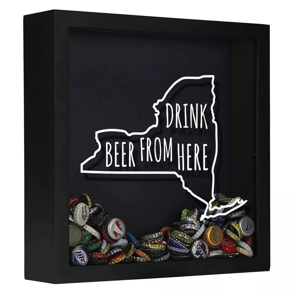 New York Drink Beer From Here Beer Cap Shadow Box