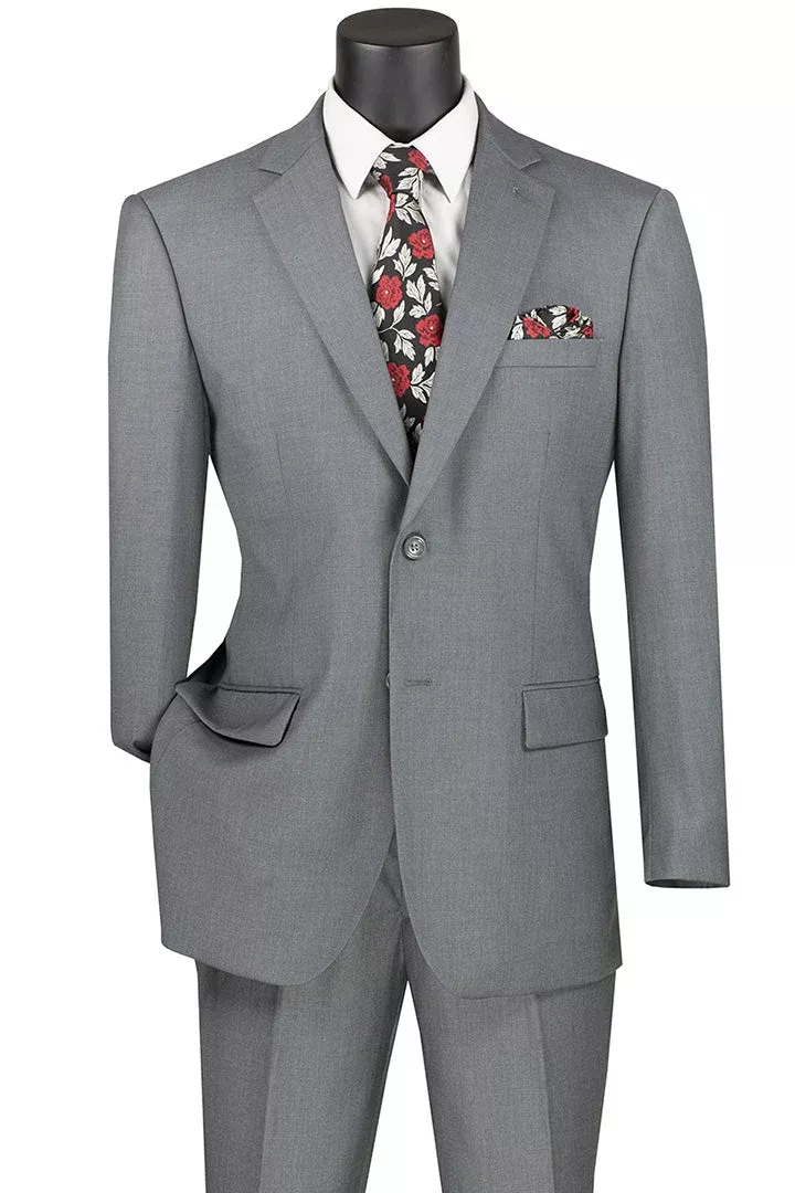 Nola Collection - Medium Gray Regular Fit 2 Piece Suit Flat Front Pants with 2â³ Elastic Waistband