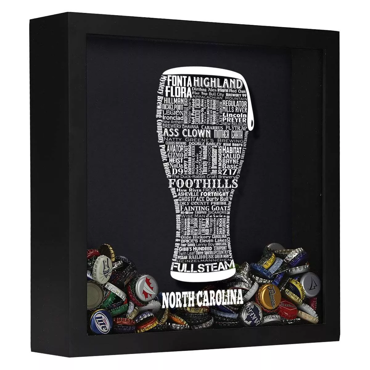 North Carolina Beer Typography Shadow Box
