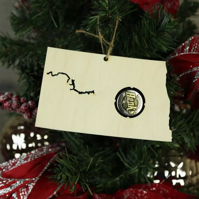 North Dakota Beer Cap Map Ornaments