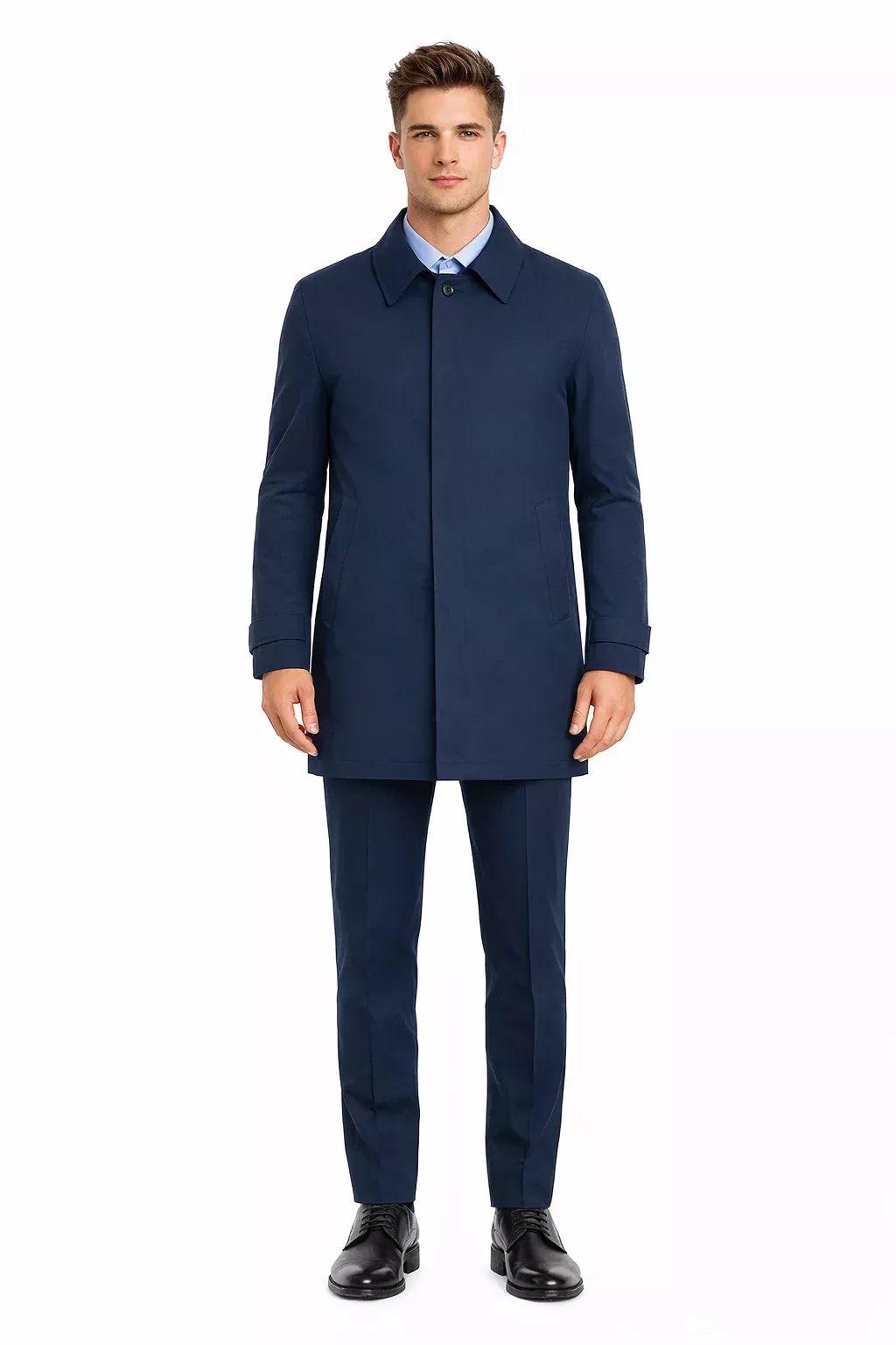 Nylon Raincoat with Removable Liner - Navy Blue-New Designer Collection