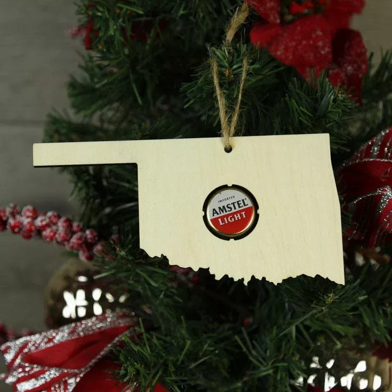 Oklahoma Beer Cap Map Ornaments