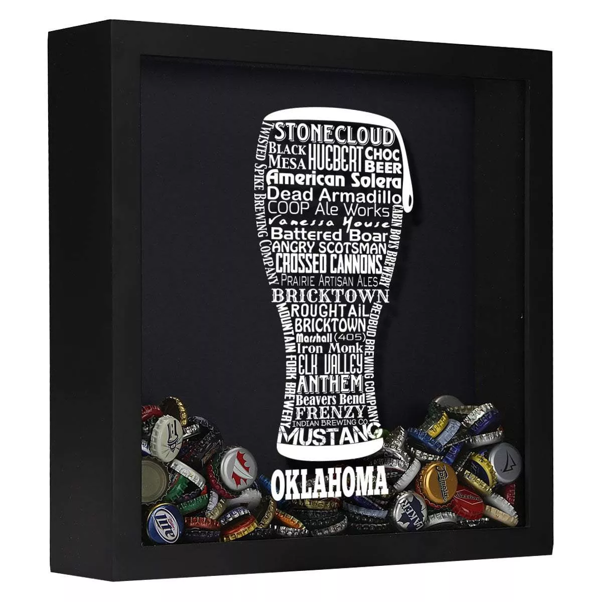 Oklahoma Beer Typography Shadow Box