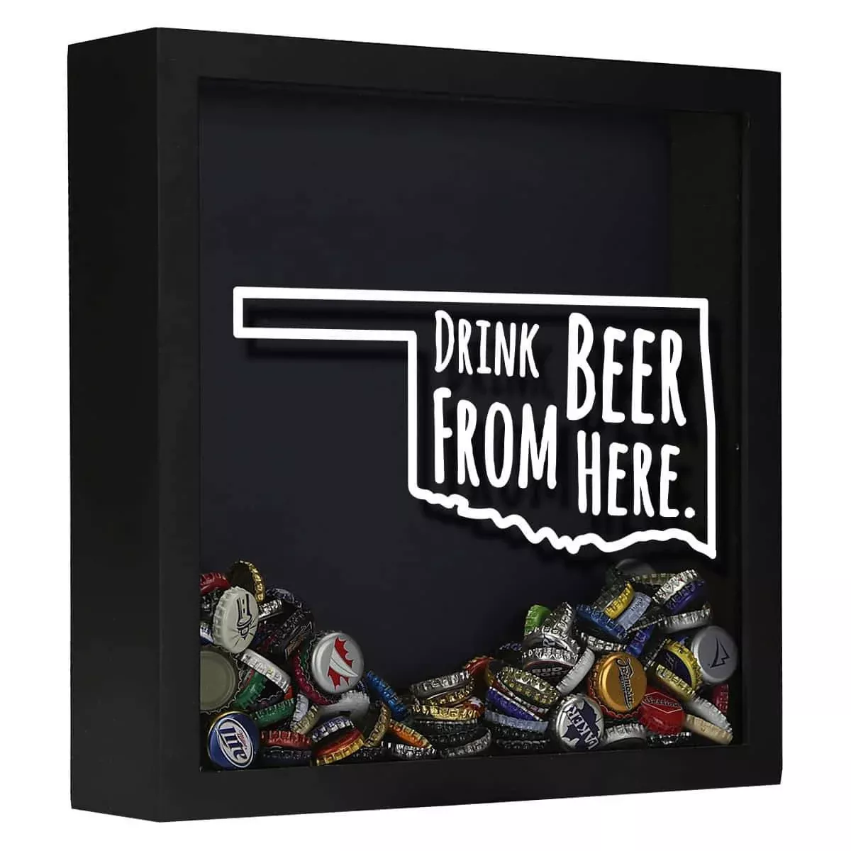Oklahoma Drink Beer From Here Beer Cap Shadow Box
