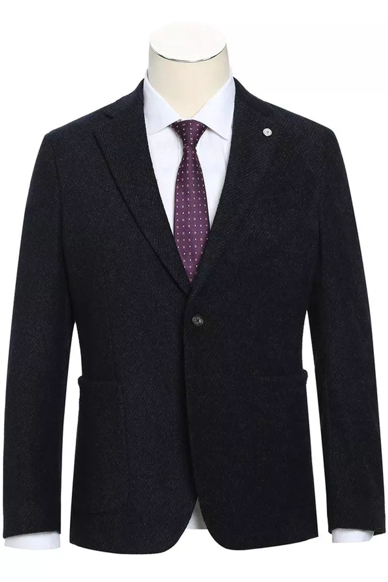 "Pelago Men's Slim Fit Blazer: Cool Cotton with Half Canvas & Patch Pockets"