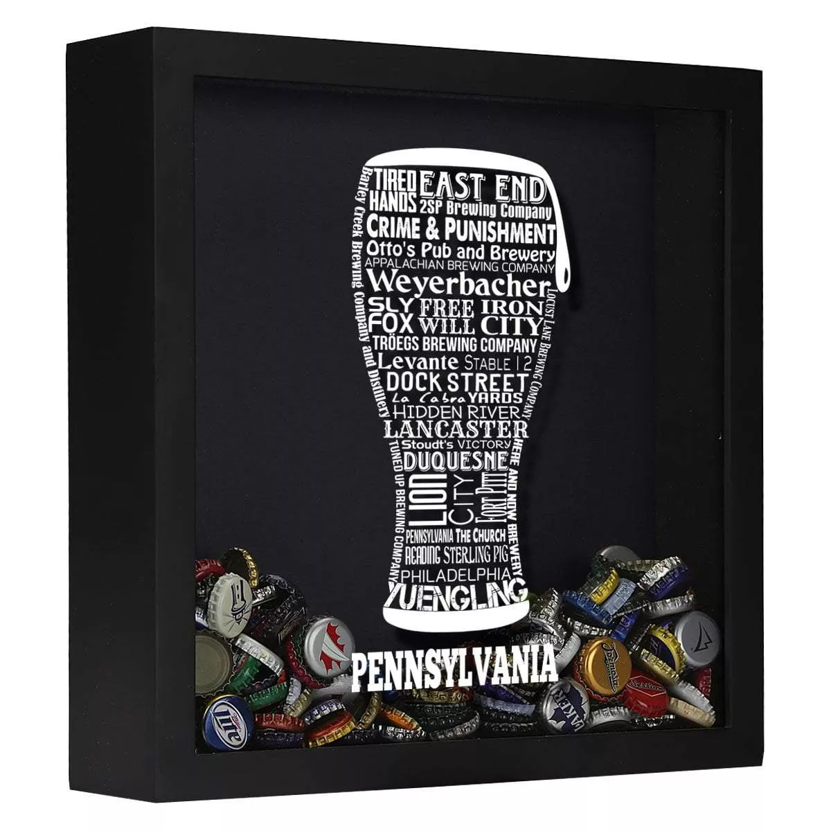Pennsylvania Beer Typography Shadow Box