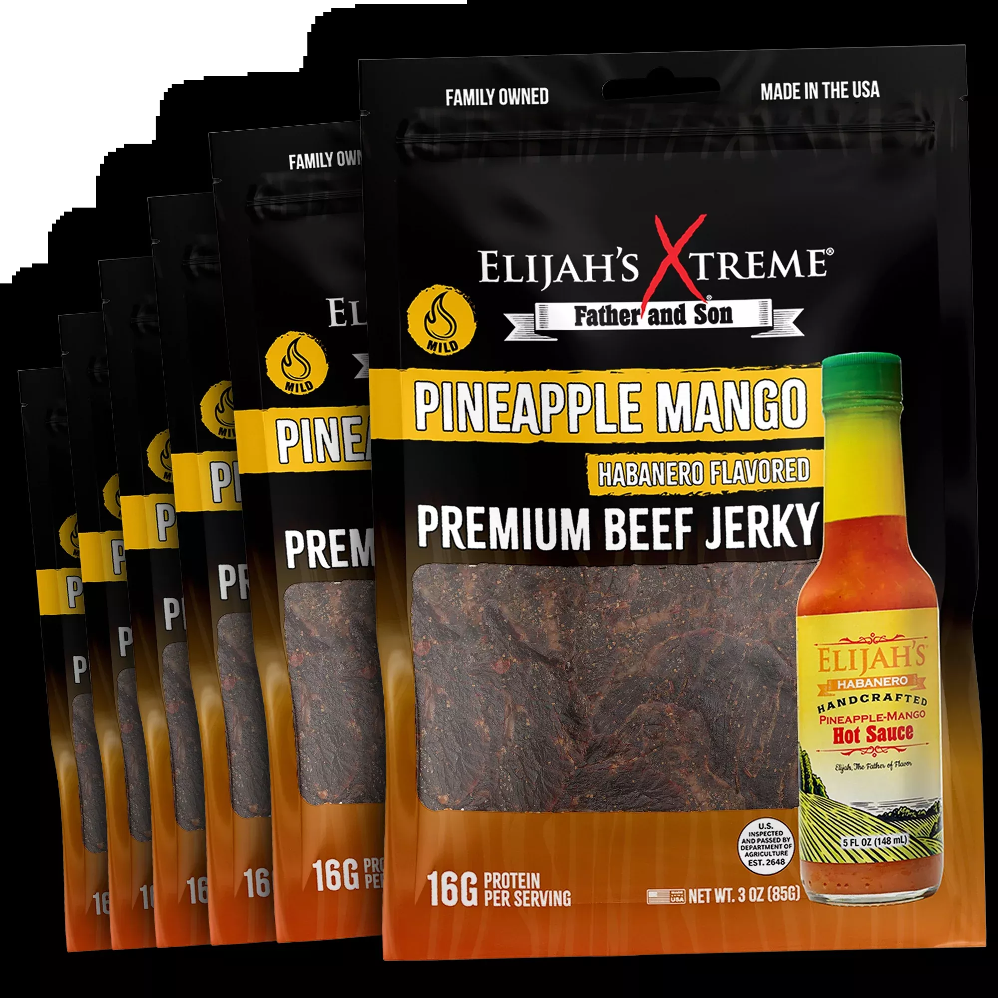 Pineapple-Mango Habanero Beef Jerky - 6 bags (1lb)
