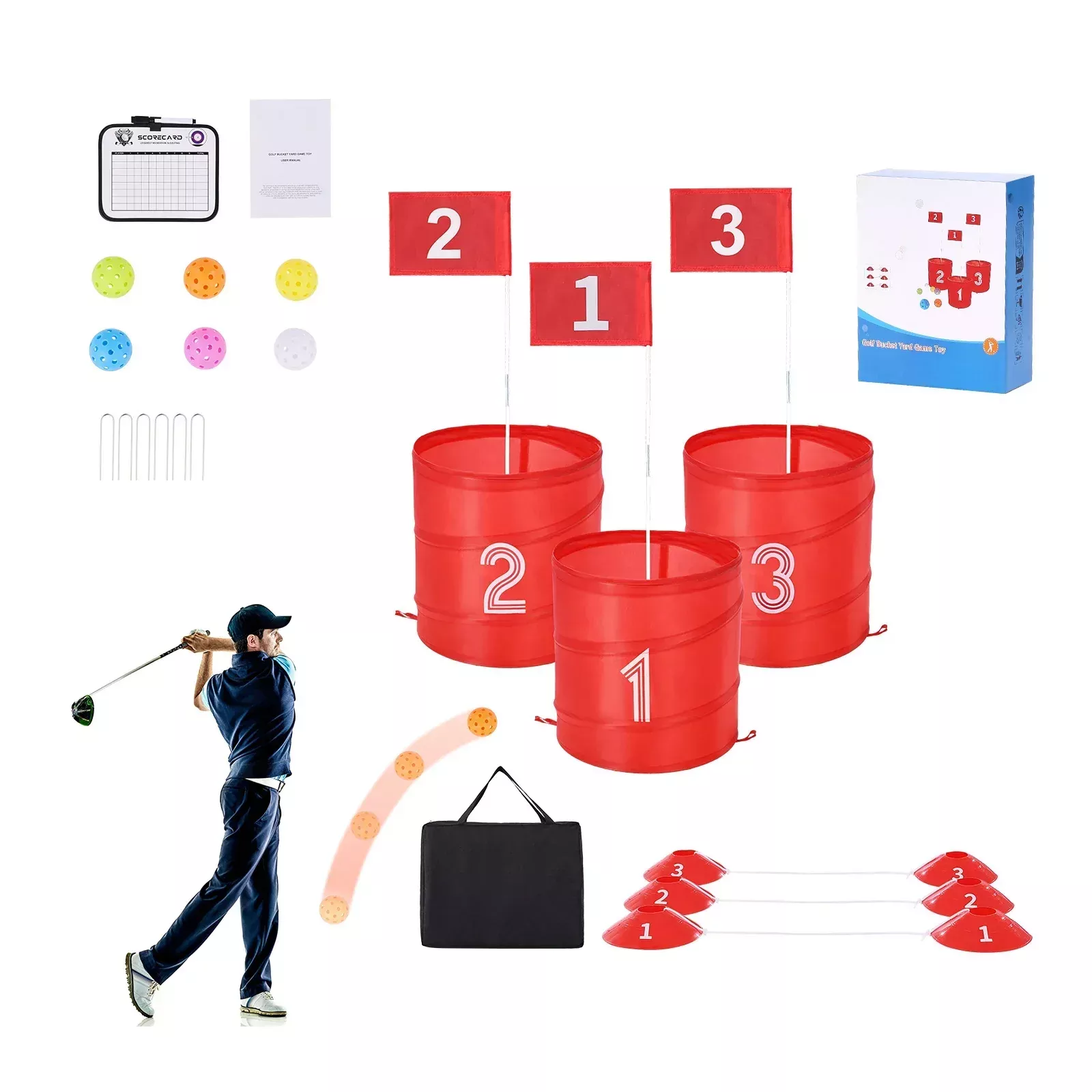 Portable Bucket Golf Game: Outdoor Backyard Chipping Set