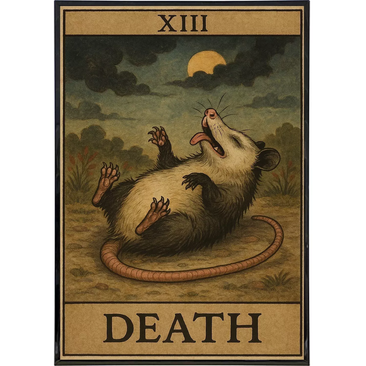 Possum Playing Death Tarot Original Poster Print